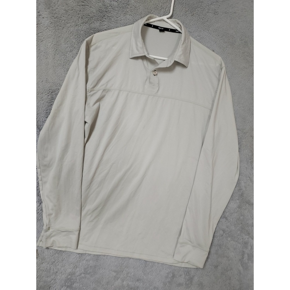Public Rec Polo Shirt Mens Medium Long Sleeve Performance Stretch Gray Golf Prep